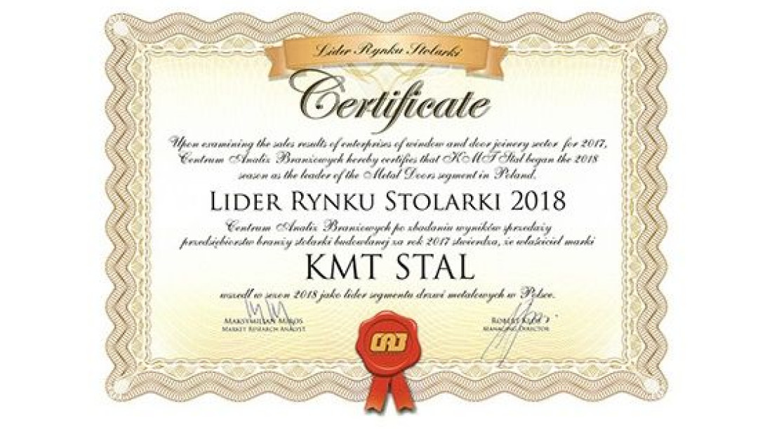 KMT Stal Liderem Rynku Stolarki 2018