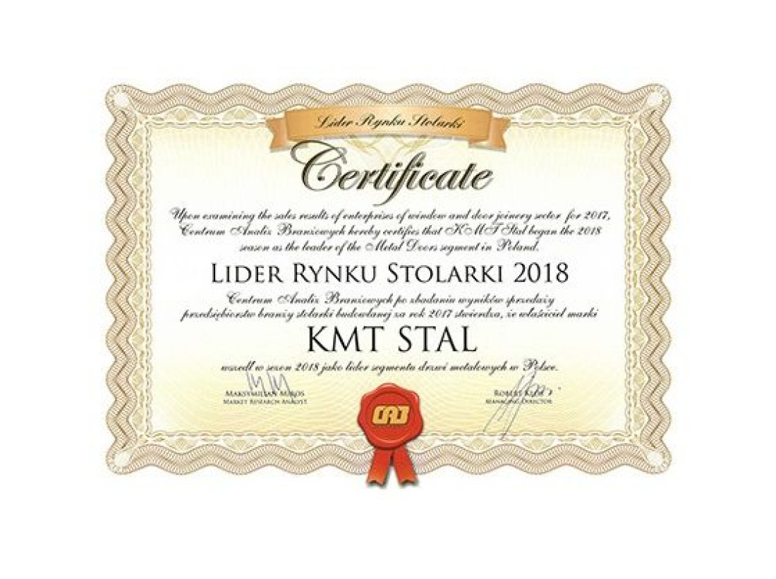 KMT Stal Liderem Rynku Stolarki 2018