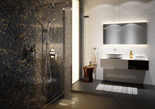 Łazienka w czarno-złotym kolorze