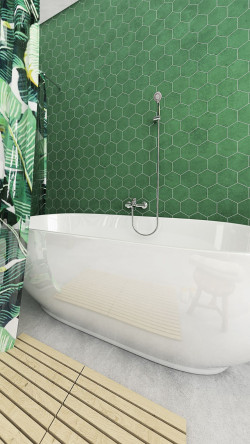 Łazienka w stylu tropikalnym - strefa wanny i prysznica