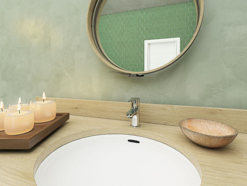 Łazienka w stylu tropikalnym - strefa umywalki