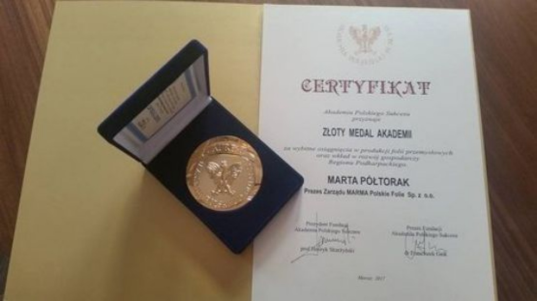 Medal dla Prezes Marma Polskie Folie Marty Półtorak