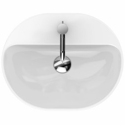 Umywalka nablatowa KOŁO VARIFORM 50 cm, eliptyczna, z otworem, z przelewem, biała