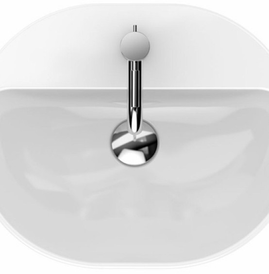 Umywalka nablatowa KOŁO VARIFORM 50 cm, eliptyczna, z otworem, z przelewem, biała