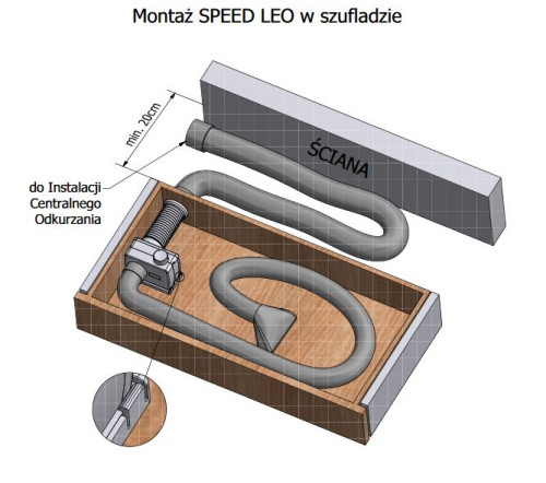 Schemat montażu zestawu SPEED LEO w szufladzie
