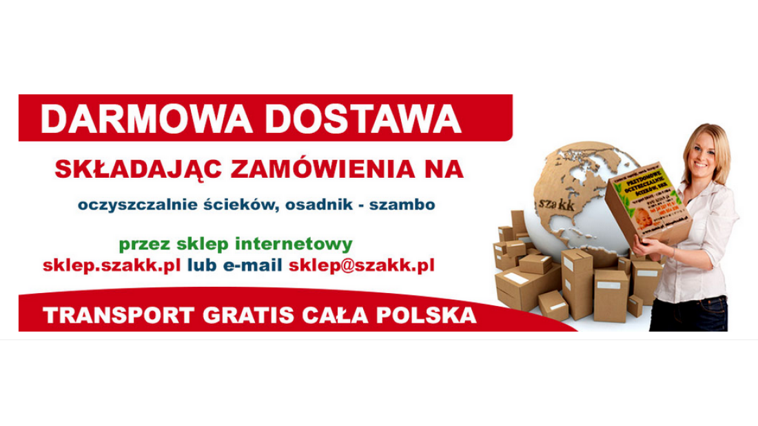 Darmowa dostawa oczyszczalni Euro Szakk - wystarczy zamówić przez internet