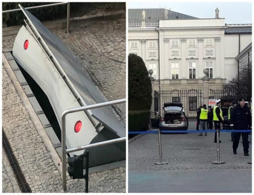 Zapora drogowa przed Pałacem Prezydenckim