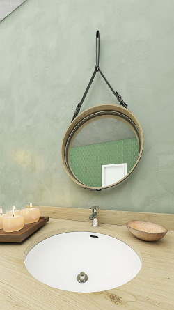 Okrągłe lustro w drewnianej oprawie