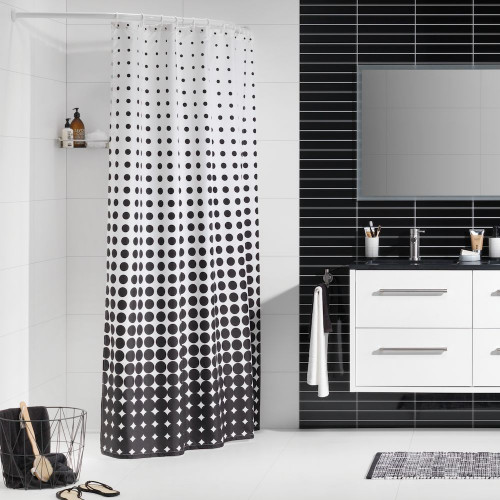 Zasłona prysznicowa z czarne kropki