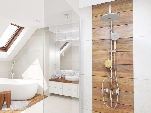 Drewniane elementy w łazience