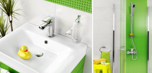 Wyrazista zieleń w łazience