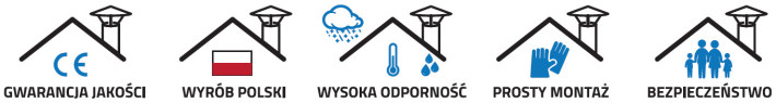 Kominy stalowe Komin-Flex to: Gwarancja jakości, Wyrób polski, Wysoka odporność, Prosty montaż, Bezpieczeństwo
