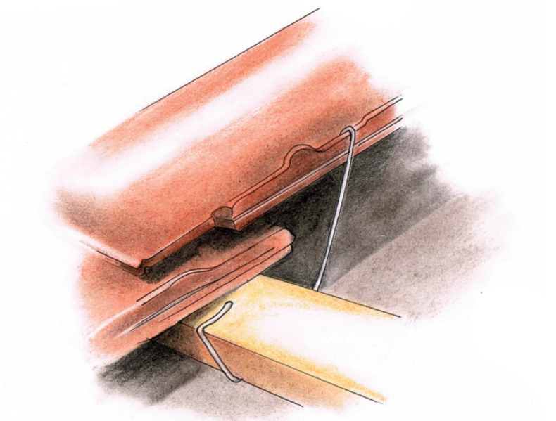 Schemat: mocowanie dachówek