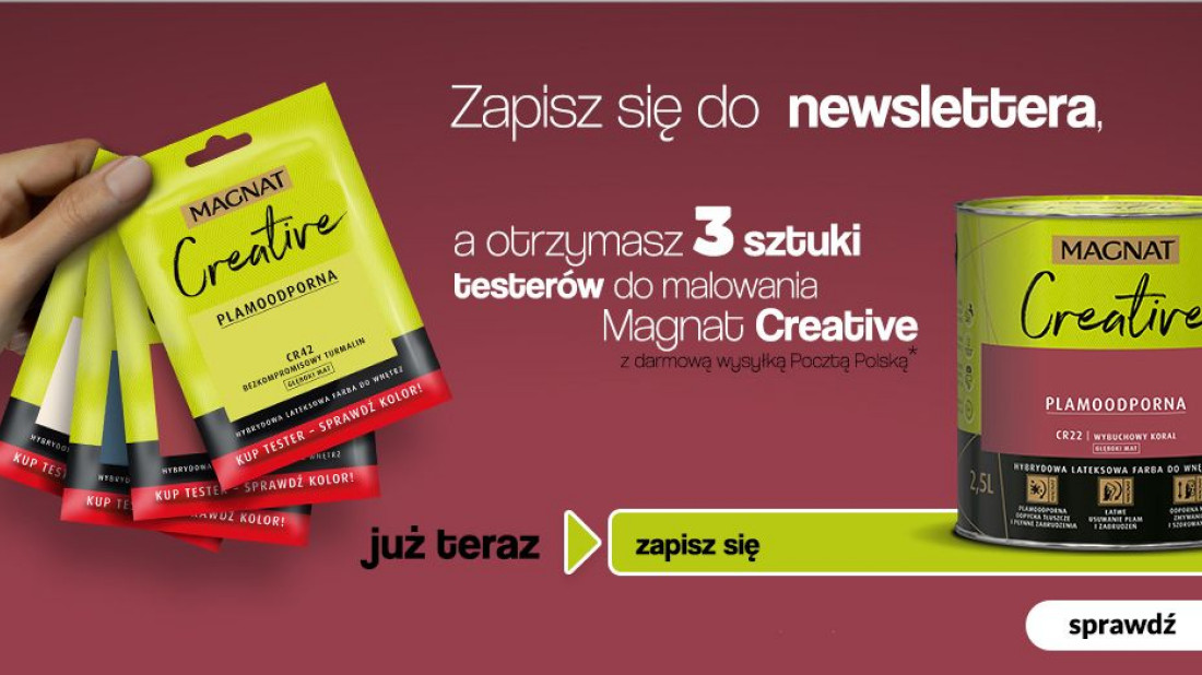 Zapisz się do newslettera i odbierz testery do malowania Magnat Creative