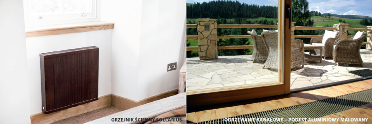 REGULUS®-SYSTEM: Grzejnik ścienny SOLARRIUS, ogzrewanie kanałowe z malowanym podestem aluminiowym