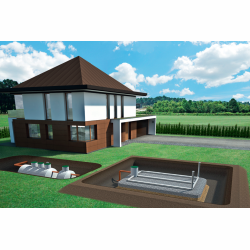 Oczyszczalnia biologiczna z odprowadzeniem do drenażu w nasypie