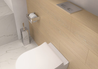 Stelaż podtynkowy z przyciskiem na górnej półce obudowy