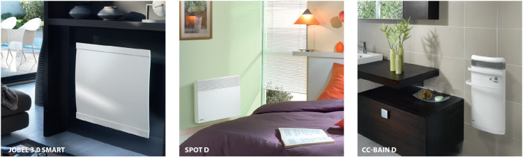 Grzejniki elektryczne z oferty firmy BURSA, od lewej: JOBEL 3.0 SMART, SPOT D, CC-BAIN D