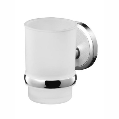 Kubek Bisk Sensation pojedynczy z mrożonego szkła w uchwycie metalowym