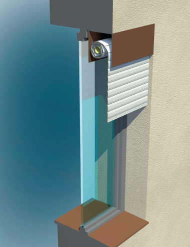 Roleta naokienna prawoskrętnie zwijana.