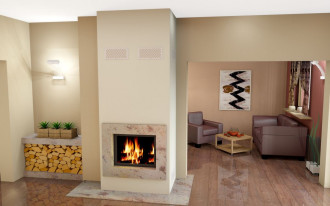 Jak powinna być zrobiona podłoga wokół kominka w salonie?