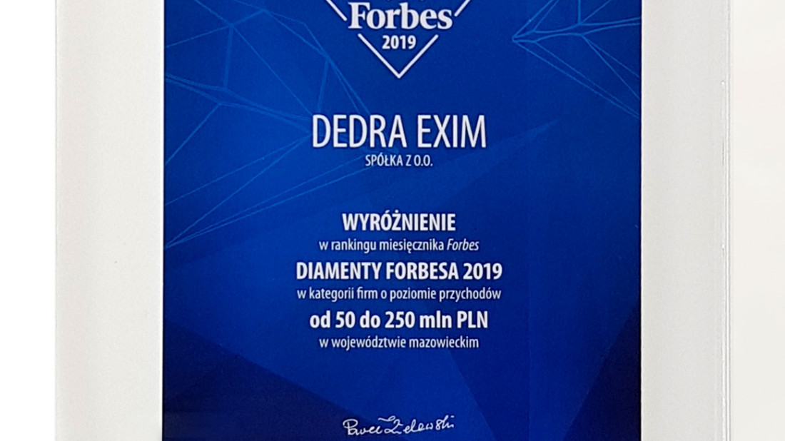 Diamenty Forbes dla Dedra Exim