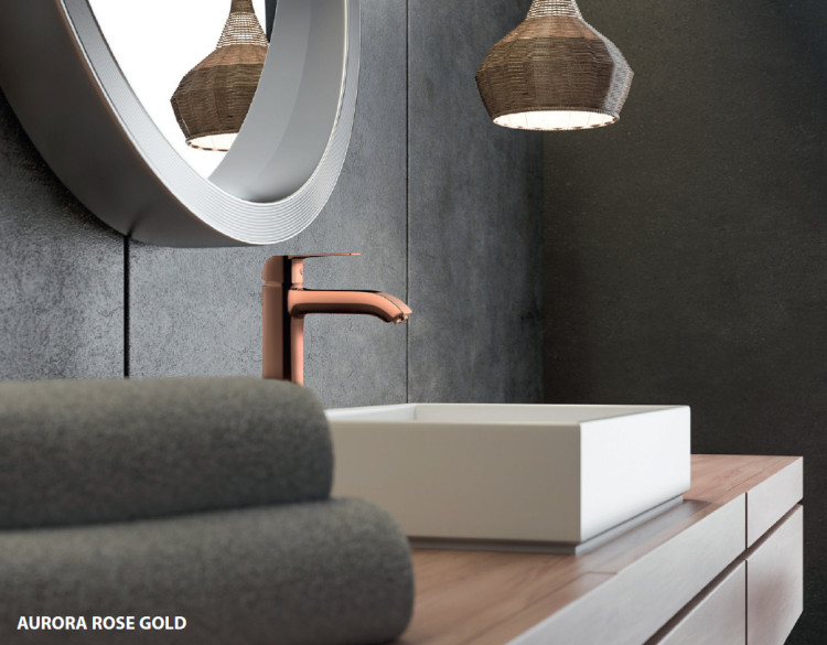 AURORA ROSE GOLD – bateria umywalkowa wysoka, VALVEX