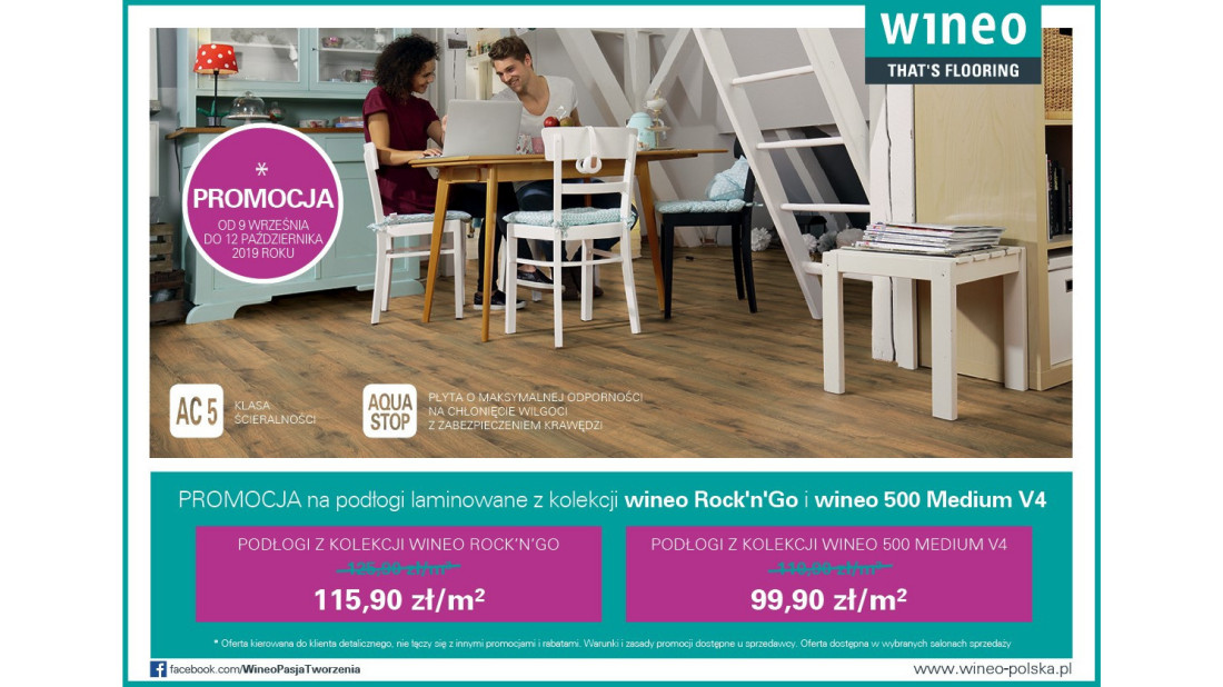 Podłogi laminowane z kolekcji wineo Rock'n'Go i wineo 500 Medium V4 w promocyjnej cenie