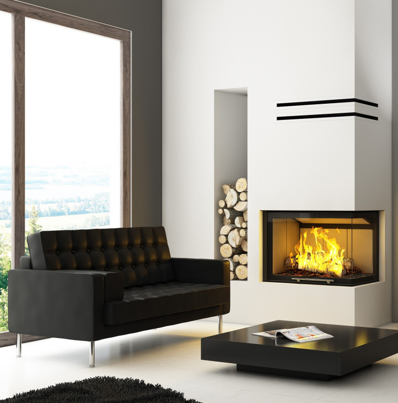 Wkład kominkowy do zabudowy narożnej