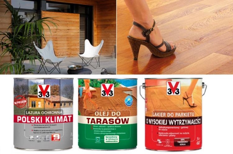 Wybrane produkty z oferty V33 do ochrony i dekoracji mebli ogrodowych, tarasów, parkietów