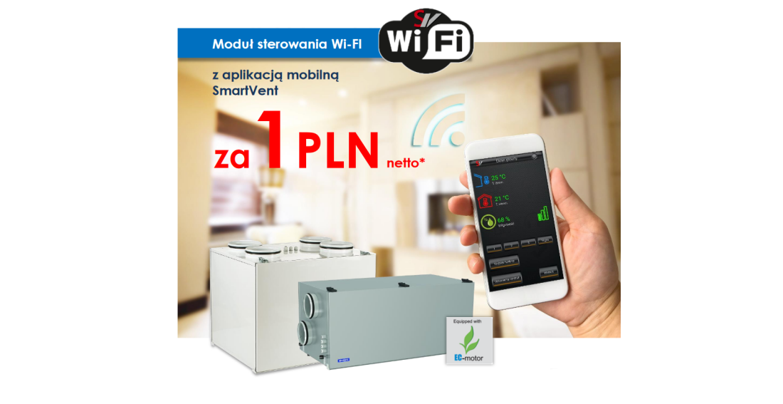 Promocja na moduł sterowania WiFi z aplikacją mobilną SmartVent