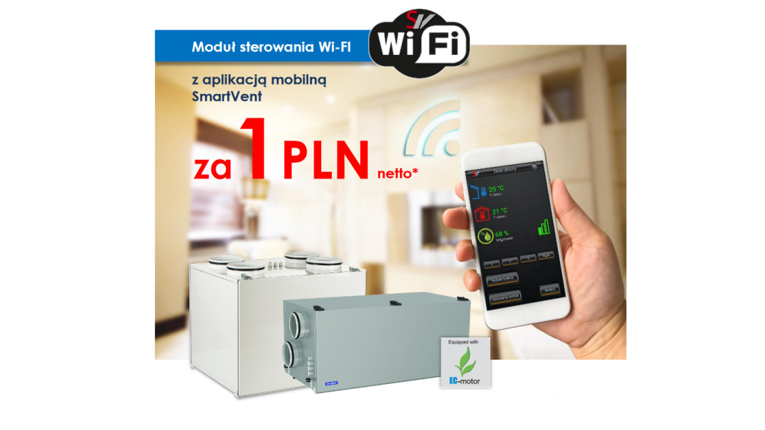 Promocja na moduł sterowania WiFi z aplikacją mobilną SmartVent