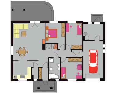 Rzut projektu &quot;Cztery kąty 2&quot; - parter