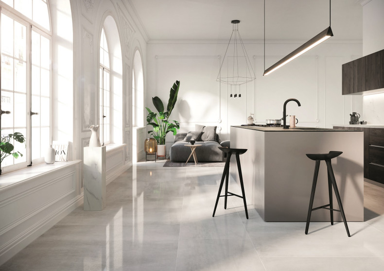 Płytki ceramiczne ułożone na podłodze