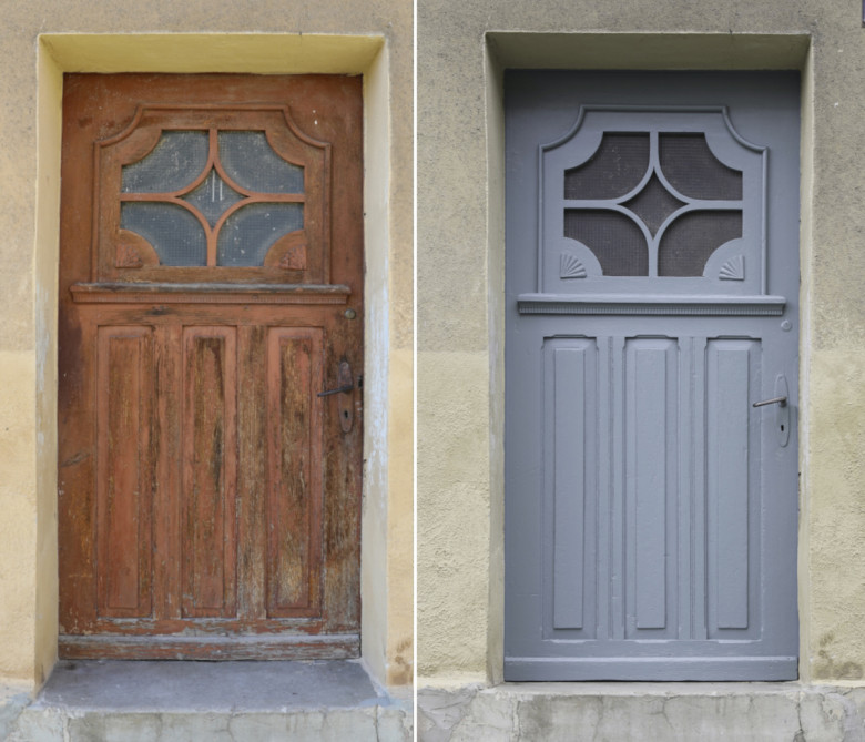 Zabytkowe drzwi drewniane po renowacji