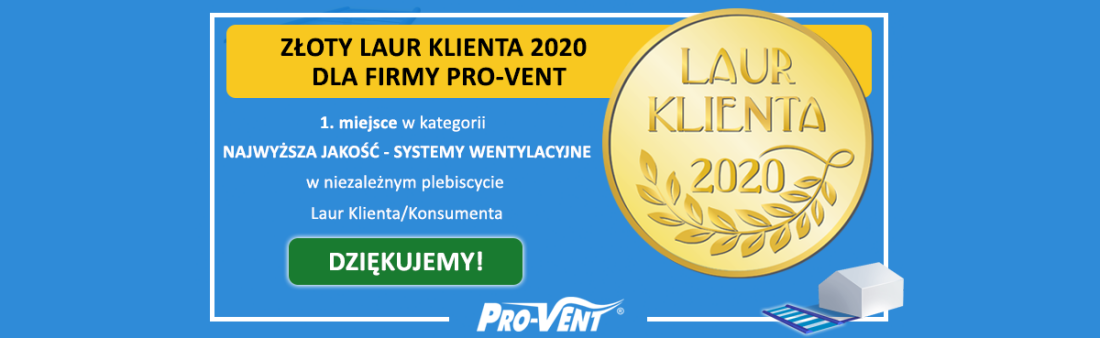 Firma Pro-Vent wyróżniona Złotym Laurem Klienta 2020