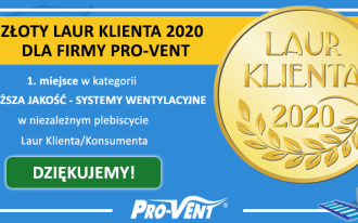 Firma Pro-Vent wyróżniona Złotym Laurem Klienta 2020