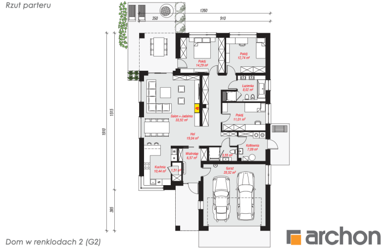 Projekt Dom w renklodach 2 (G2) - rzut parteru