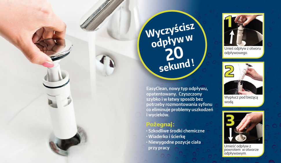 Odpływ EasyClean wyczyścisz w 20 sekund
