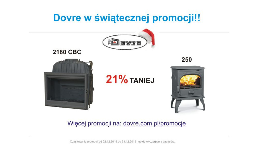 Świąteczna promocja Dovre na wkłady i piece 
