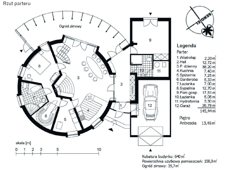 Dom-kopuła - rzut parteru