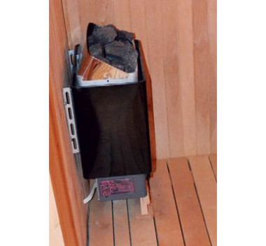 Podłoga sauny wykończona jest terakotą