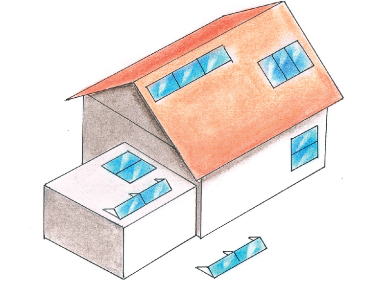 Możliwości umieszczenia kolektorów słonecznych na domu i działce - schemat