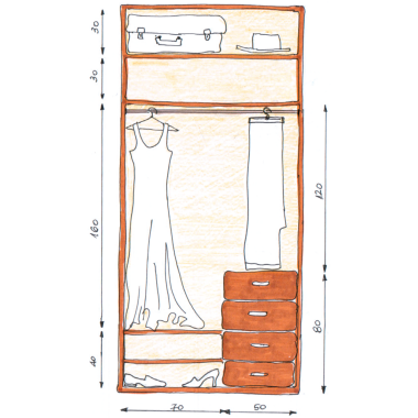 Ergonomia wnętrza garderoby - schemat 3