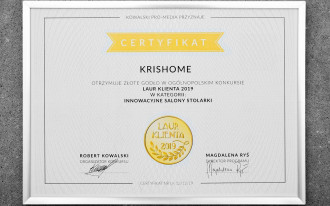 Sieć salonów KRISHOME nagrodzona Laurem Klienta 2019