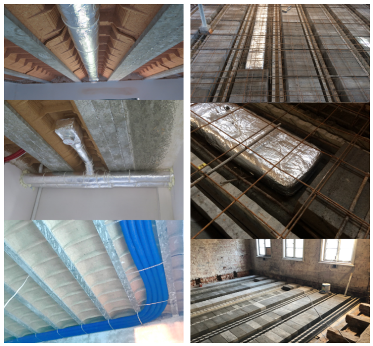 Rozprowadzenie kanalów wentylacji mechanicznej  w stropach RECTOR