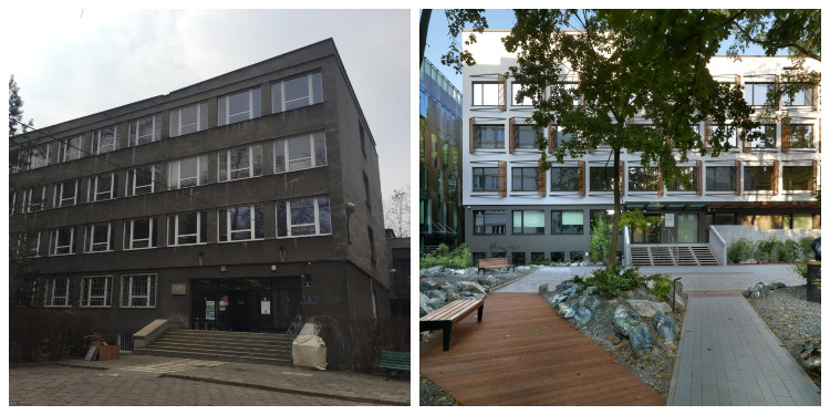 Budynek Instytutu przed i po renowacji