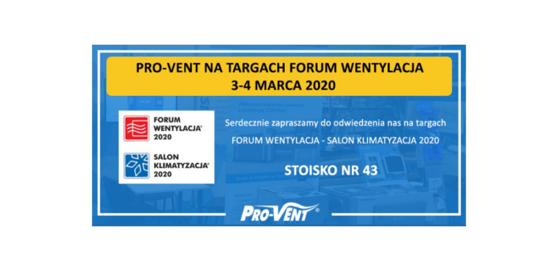 Pro-Vent na targach FORUM WENTYLACJA 2020 