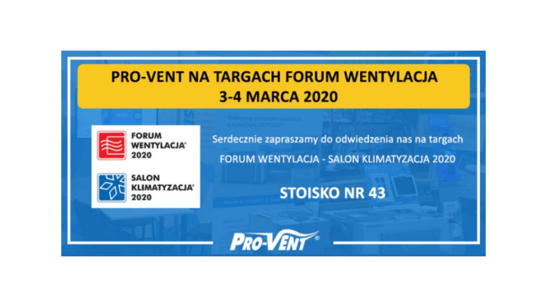 Pro-Vent na targach FORUM WENTYLACJA 2020 