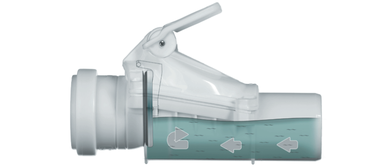 Klapa zamknięta ręcznie (dźwignią), np. na czas dłuższej nieobecności domowników